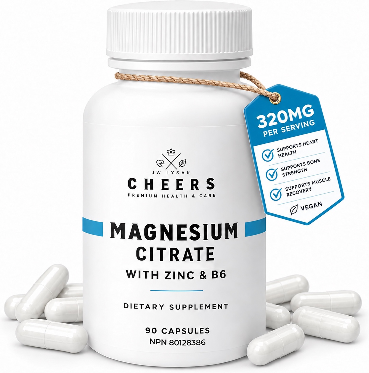 Cheers Magnesium Citrate with Zinc & B6 — Canadian packaging design